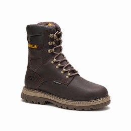 Caterpillar Fairbanks TX Steel Toe Work Férfi 8 Inch Bakancs Sötét Barna, HU-W011